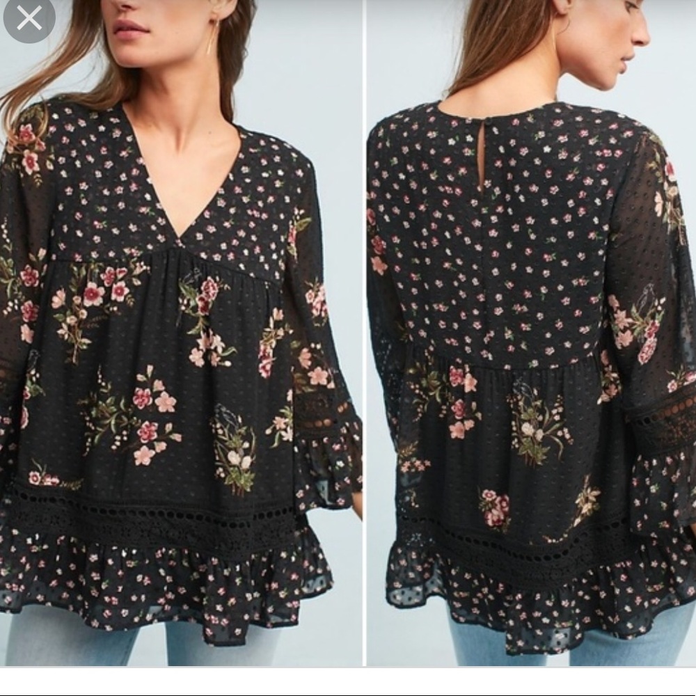 Anthropologie Maeve Steffy Blouse Rose Top